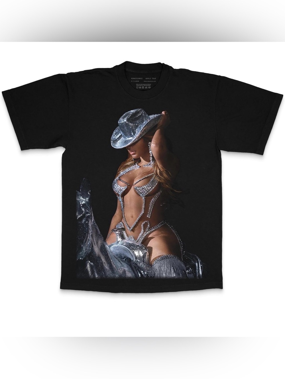 Beyoncé Official Renaissance World Tour Merch Disco Cowboy Hat T-Shirt AUTHENTIC